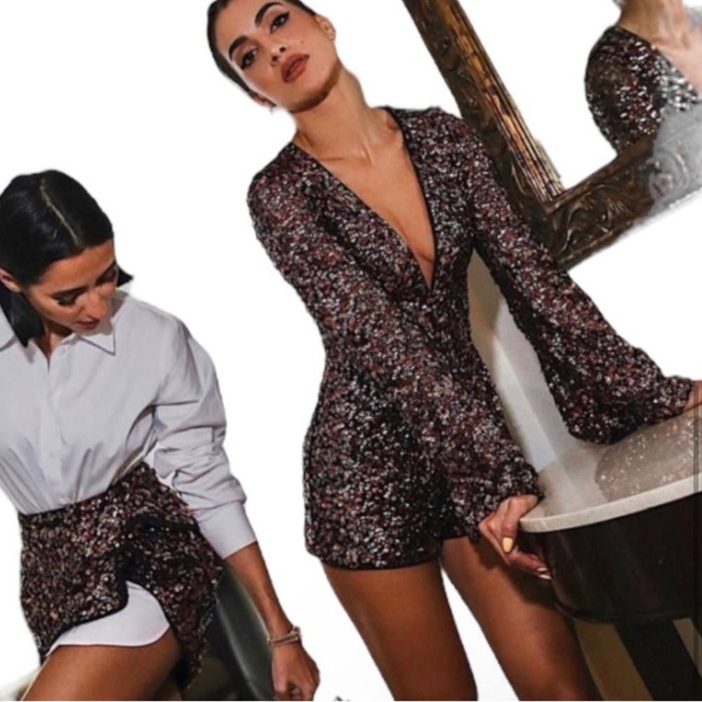💫HP‼️💫 NWT CAMILA COEHLO Multi-colored Sequin Romper, Size XS - Picture 4 of 9